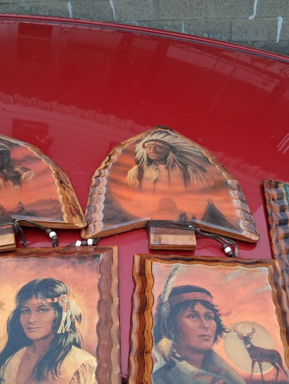 Wood-Framed Native Portrait Wall Art – Rustic Brown Finish